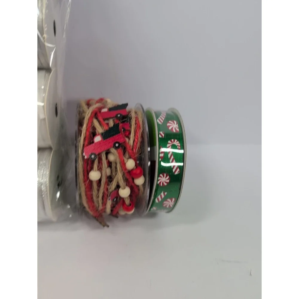 29‎ Spools Christmas Ribbon Lot Red Green White Reindeer Snowflake Cord Satin
